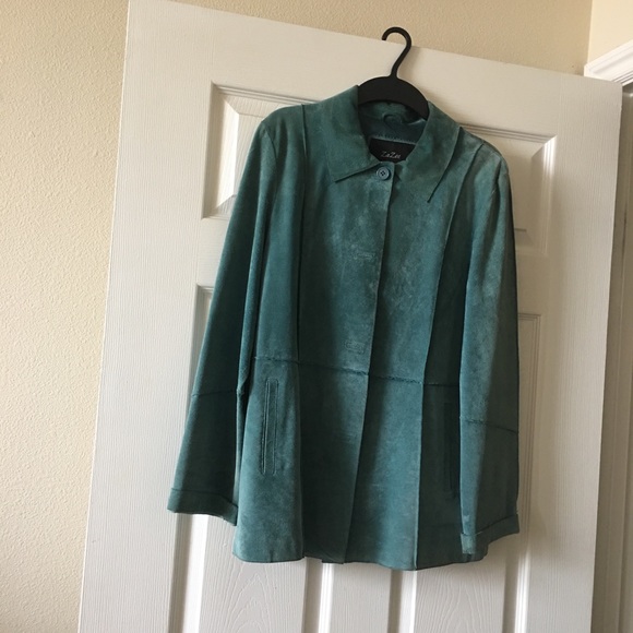 Blueish green or light turquoise suede jacket - Picture 1 of 1